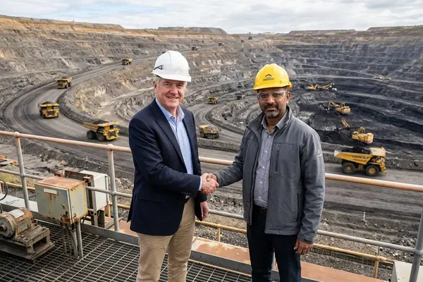 Open-pit coal mining operations and heavy machinery in Kalimantan concession